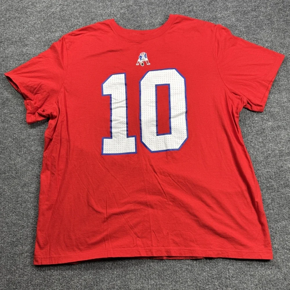 Drake Maye 10 New England Patriots Nike T Shirt Mens XXL Red Football Jersey Tee